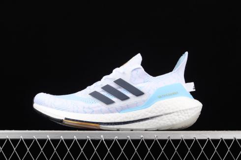 Ultraboost 21 white blue clearance