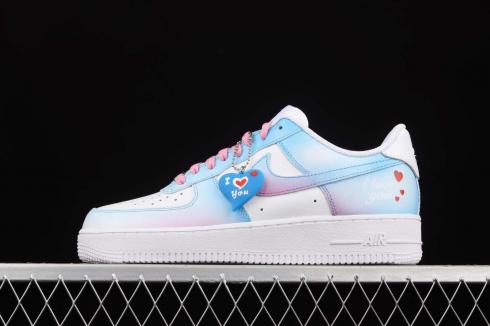 2021 Nike Air Force 1 07 Low Valentine's Day White Pink Blue CW2288-145