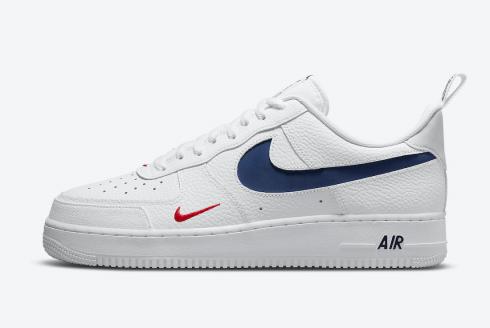Nike Air Force 1 07 LV8 White Navy White Red Shoes DJ6887 100