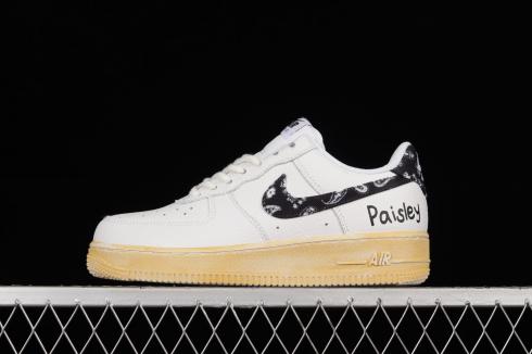 011 - Nike Air Force 1 Low 07 Essential Paisley White Black DH4406 激安買蔵 1 Force Air Nike Low Paisley Black '07 スニーカー