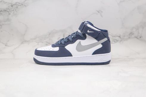 Nike Air Force 1 07 Mid Navy White Grey Blue Shoes AQ2263-115
