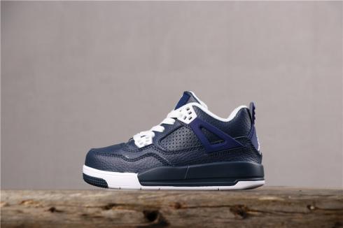 Nike Air Jordan IV 4 Retro Navy Blue White Kids Shoes 308497 004