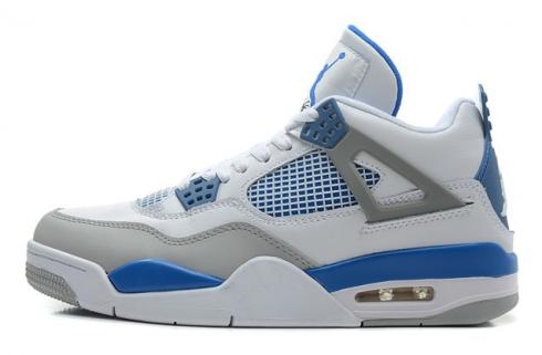 Nike Air Jordan Retro 4 IV White Military Blue Basketball Shoes 308497 105