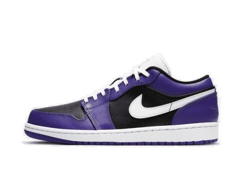 Air Jordan 1 Low Court Purple Black Toe White Mens Basketball Shoes 553558-501