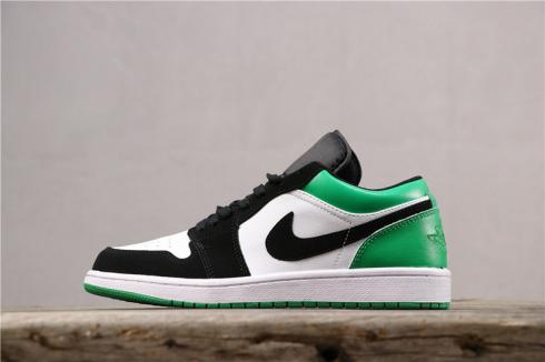 Air Jordan 1 Low White Black Green Mens Basketball Shoes 553558-113