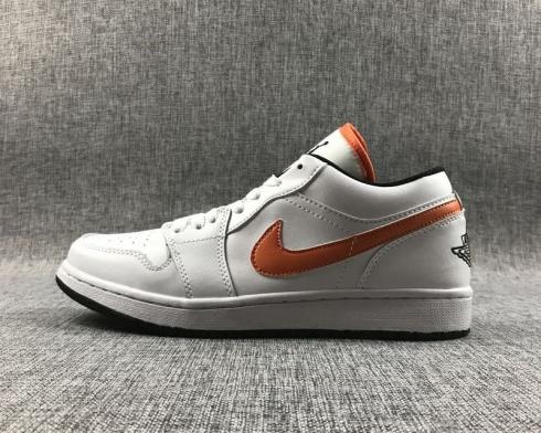 Air Jordan 1 Low White Orange Mens Basketball Shoes 553558-184