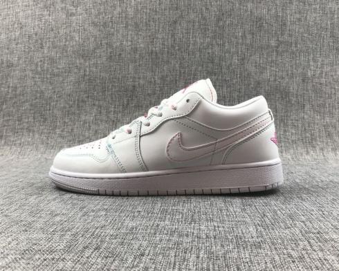 Air Jordan 1 Low White Pink Unisex Basketball Shoes 554723-010