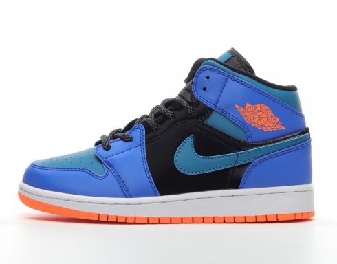 RvceShops - 2021 Nike Air Jordan 1 Mid GS Racer Blue Green Abyss Black  554725 - Жіночі кросівки nike air jordan retro 1 black blue white 36-37-38-39  - 440