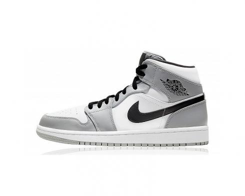 Air Jordan 1 Mid GS Light Smoke Grey Black White Shoes 554725-092