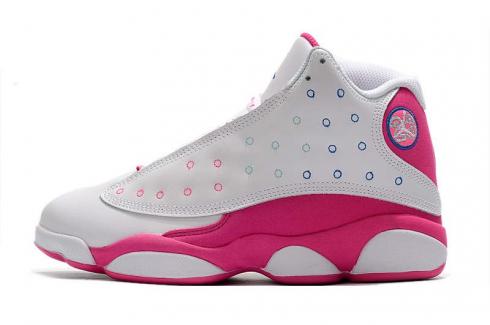 blue and pink and white jordans