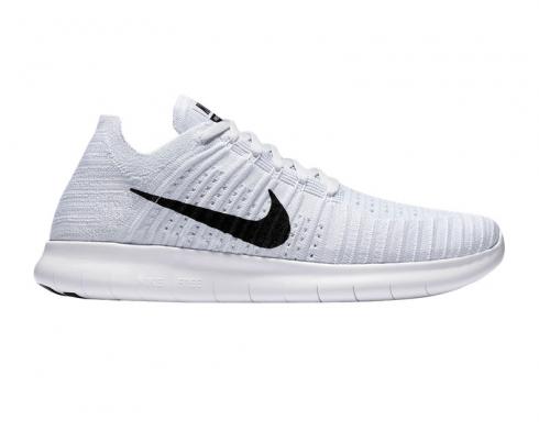 Nike free rn flyknit men's white clearance