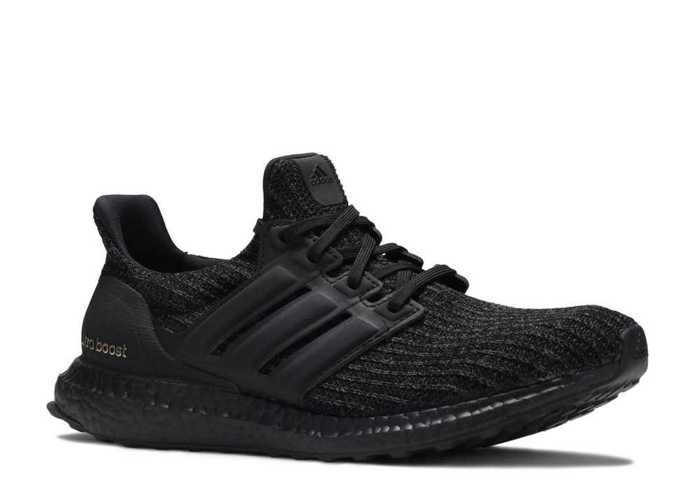Adidas Womens Ultraboost 4.0 Triple Black Gold Core Metallic