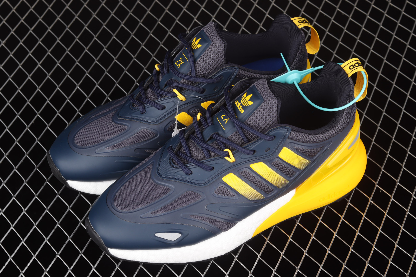 Adidas ZX 2K Boost 2.0 Crew Blue Semi Solar Gold Core Black GZ7733 - adidas  463655 black dress - StclaircomoShops