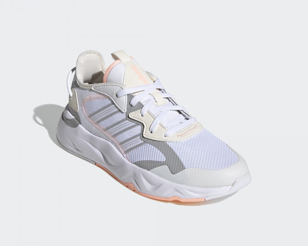 A shoe for hikes under hot weather - Adidas Neo Futureflow Chalk White Grey  Pink Womens Laceup Shoes FW7186 - StclaircomoShops