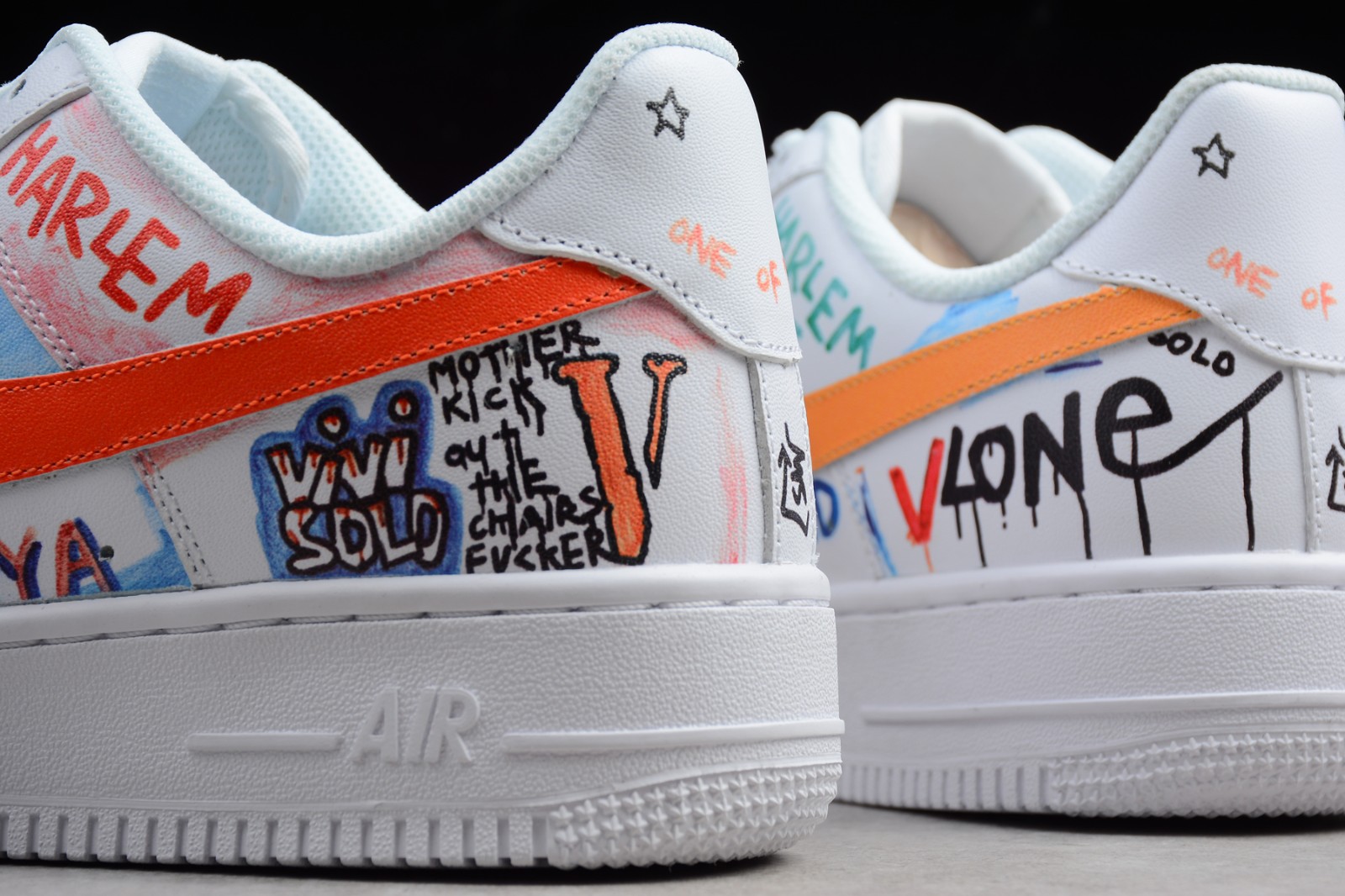 Custom Pauly x Vlone Pop oreo Nike Air Force 1 Low Graffiti Harlem