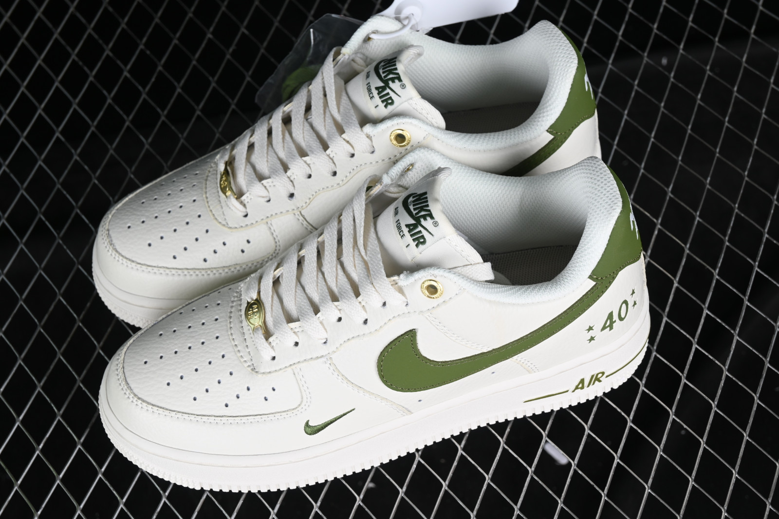 white and olive green air force 1
