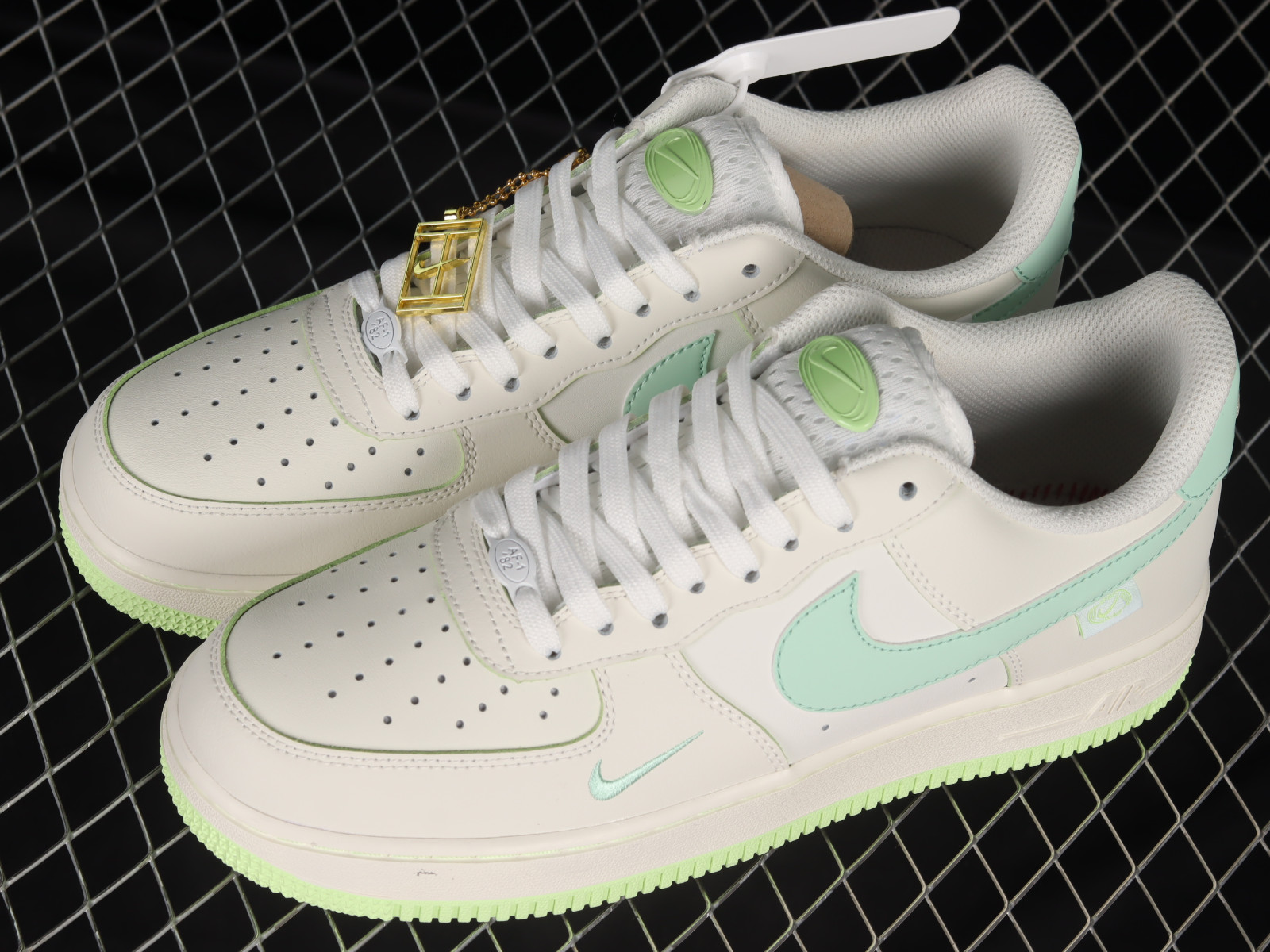 Air Force 1 Low Nike Air Force 1 07 Low Cream White Light Green Metallic Gold FB1839 555 Nike Air Max 90 PRM Light Bone GmarShops