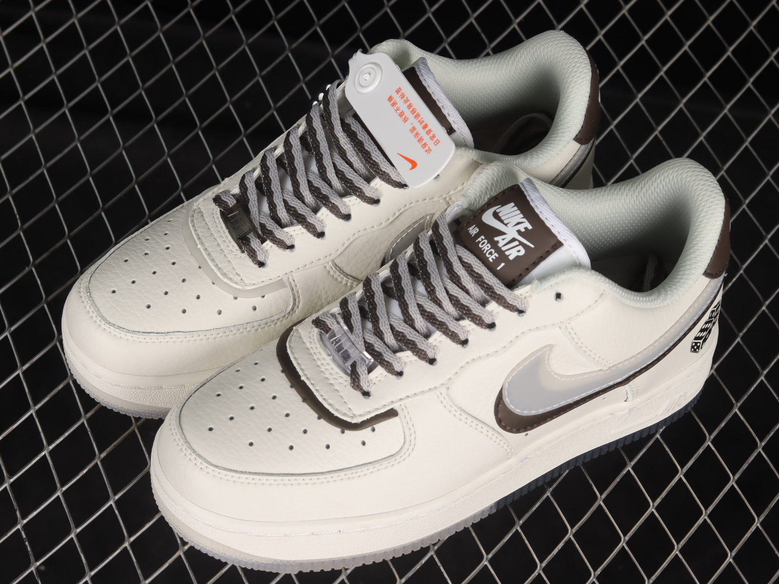 RvceShops - Nike Yellow Air Force 1 07 Low Dice God Cream Brown Grey CW1574  - Nike air jordan retro 6 travis scott olive cn1084-200 authentic sz 8 9.5  - 801