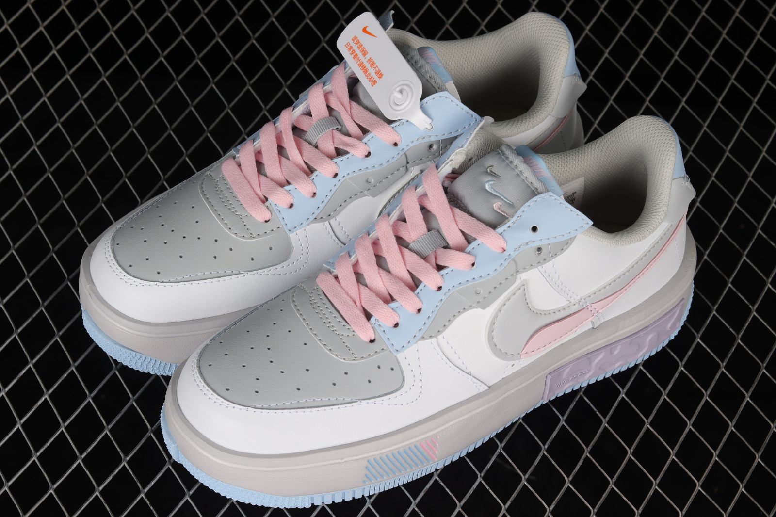 pink blue and grey nike air force 1