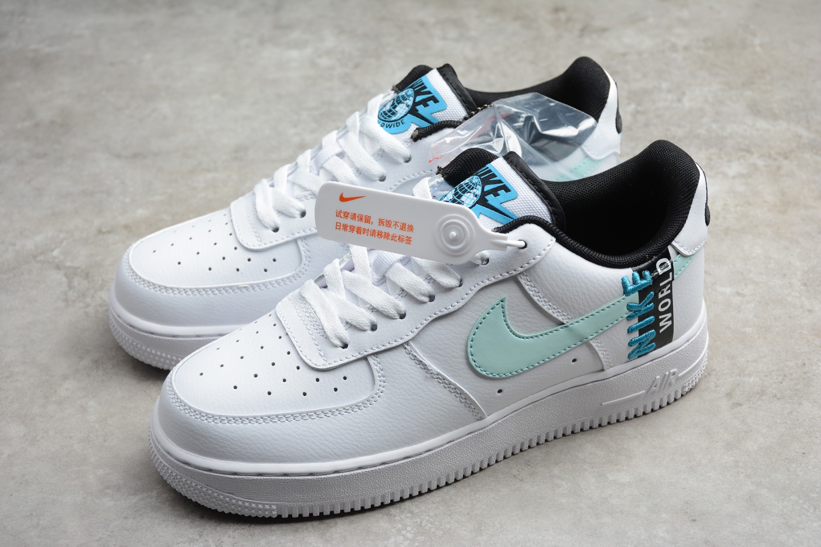 StclaircomoShops - 100 - Nike Air Force 1 Low 07 LV8 WW White Glacier Blue  Blue Fury Casual AF1 Shoes CK6924 - nike shox r 4 black grey white living  room ideas