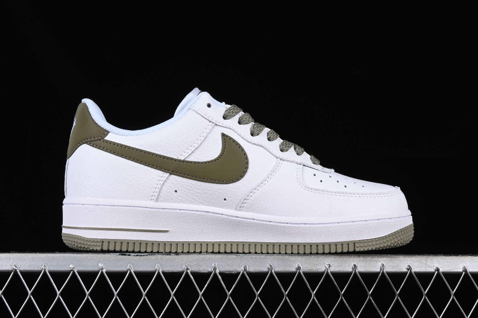 white and olive green air force 1