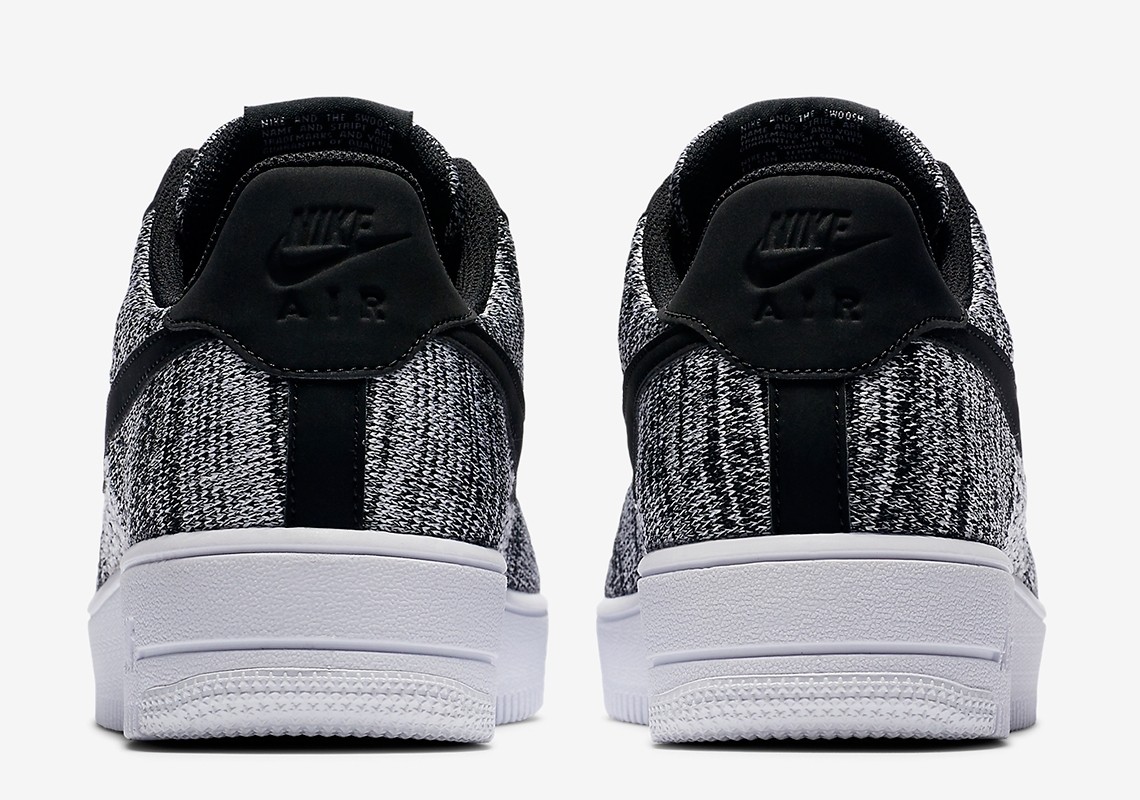 Nike Air Force 1 Flyknit 2.0 Black Pure Platinum White AV3042 - 001 - StclaircomoShops - cheap flyknit pants shoes women