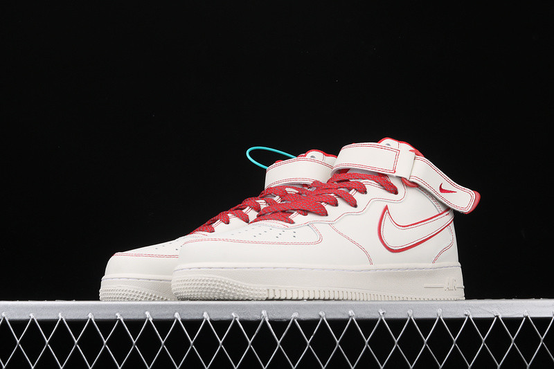 StclaircomoShops - 010 - Nike Air Force 1 07 Mid White University Red Shoes  AA1118 - nike renew run 2 hardloopschoen voor dames paars