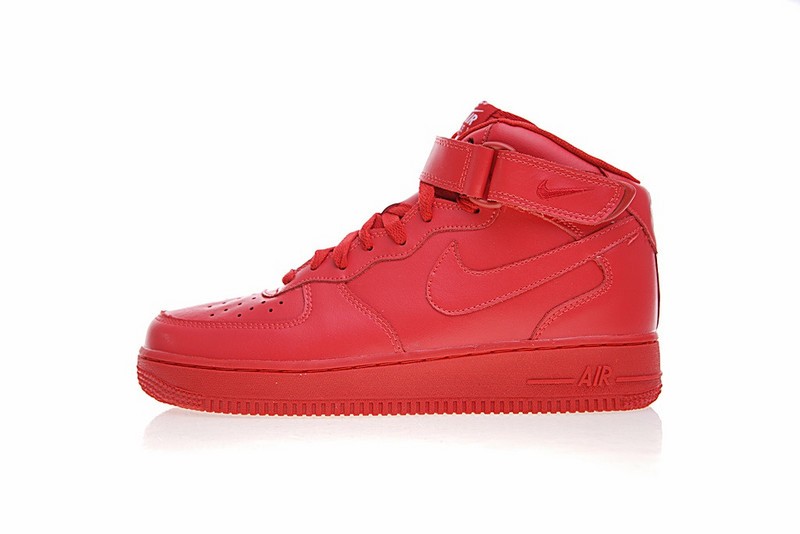 992 Air Force 1 Mid Flyknit nike zoom sb bruin white and silver women shoes Nike Air Force 1 Mid 07 Triple Red Premium Leather AQ3776 GmarShops