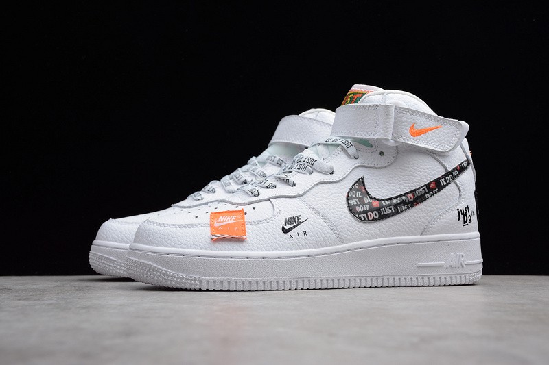 Air Force 1 Mid Flyknit 100 Nike Air Force 1 Mid Just Do It White Black Total Orange BQ6474 GaleriahitShops nike hyperdunk pink kids sneakers