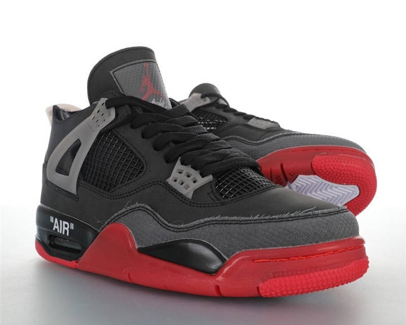 660 - Wmns Nike Air Jordan 4 Retro High OG Black Red Mens Shoes 