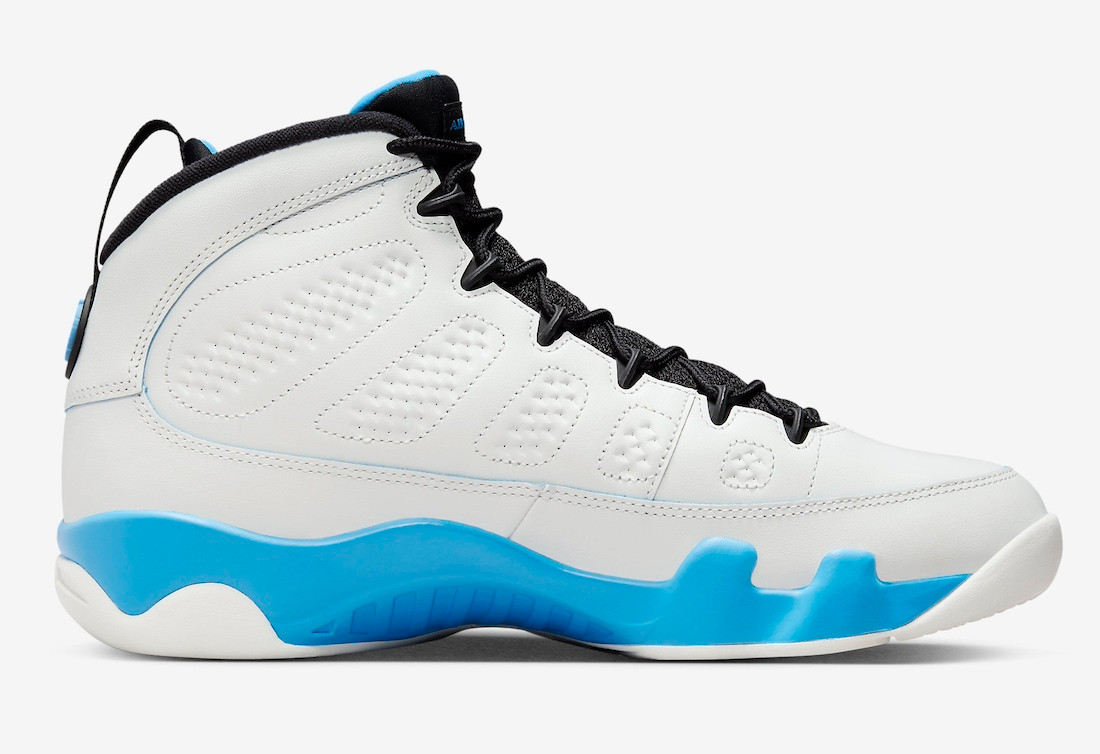 Jordan retro 9 blue and white sale