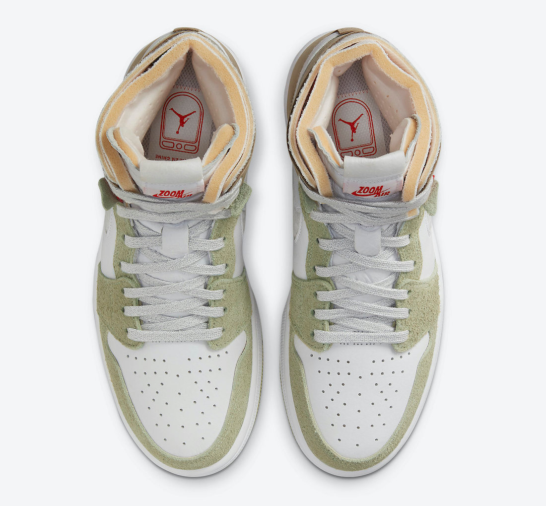 102 - air jordan 6 rings toddlers - Air Jordan 1 High Zoom CMFT Olive Aura  White Grey Heather CT0979 - RvceShops