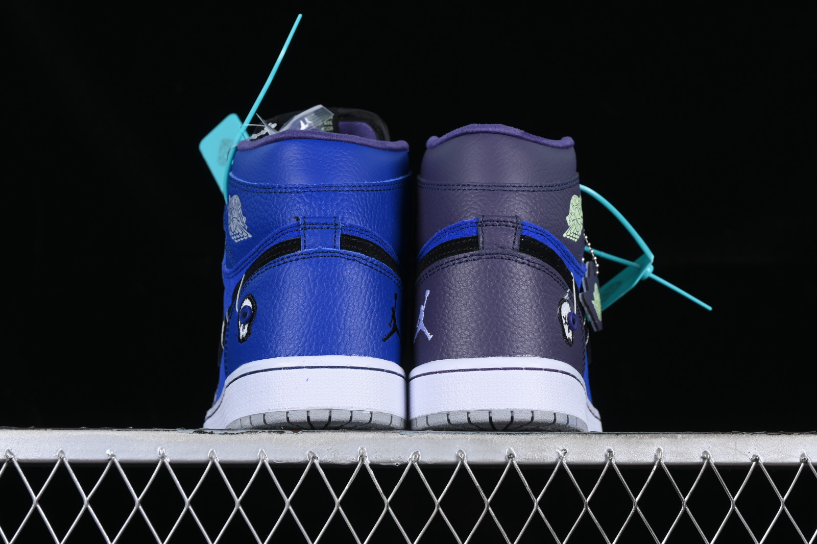 Black purple hotsell and blue jordans