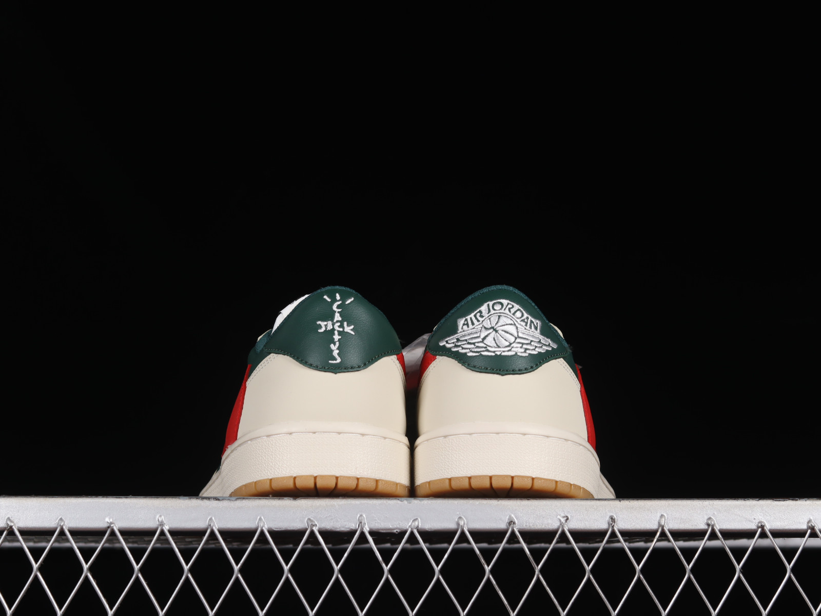 Travis Scott x Air Jordan Bulls 1 Low Dark Green Red Gum DM7866 