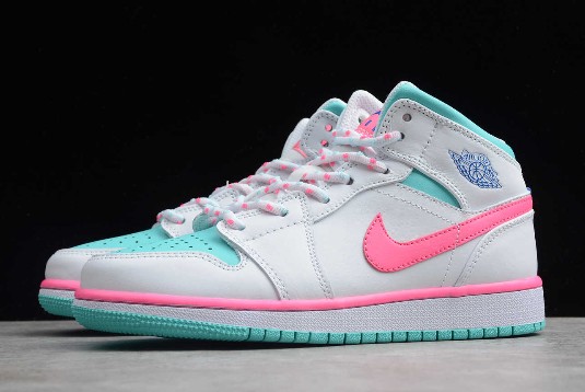 White pink and teal jordans store