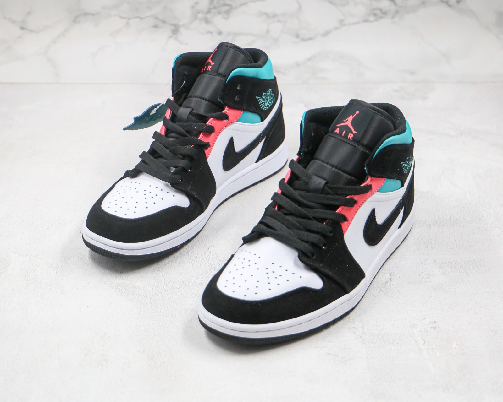 116 - 2020 Jordan 1 Mid SE South Beach White Black Tiffany Bright Crimson  Basketball Shoes BQ6931 - air jordan xi ie low bred - Ariss-euShops