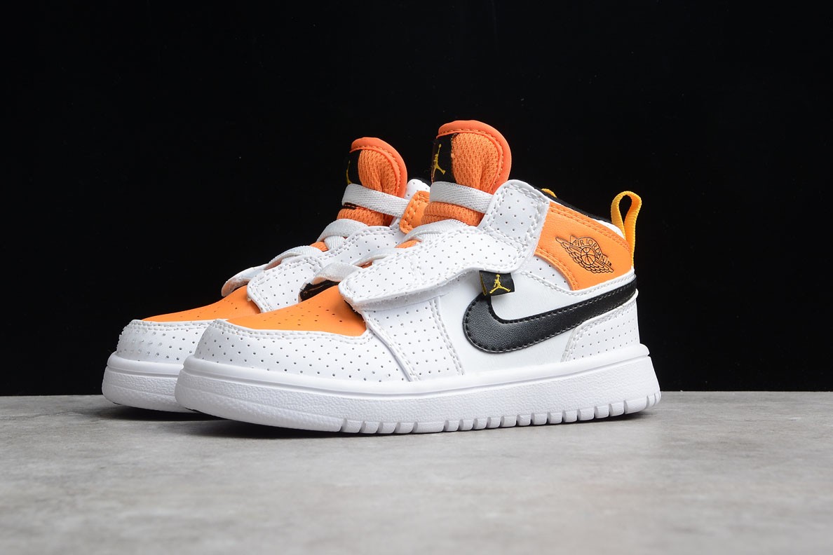 Nike Air Jordan 1 Mid ALT Kids White Orange BQ6472