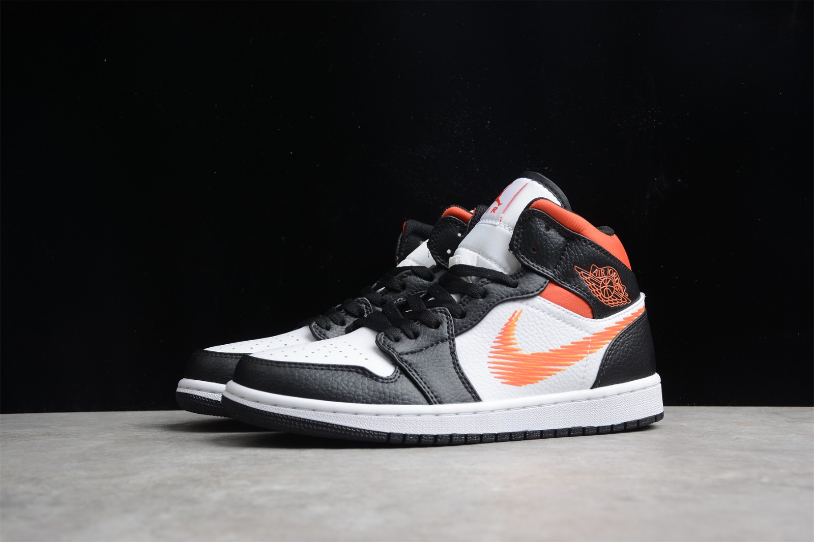 StclaircomoShops - AIR ciustomer JORDAN - Nike Air Jordan 1 Mid Zig Zag  Swoosh White Team Orange Black DN4929 - 100
