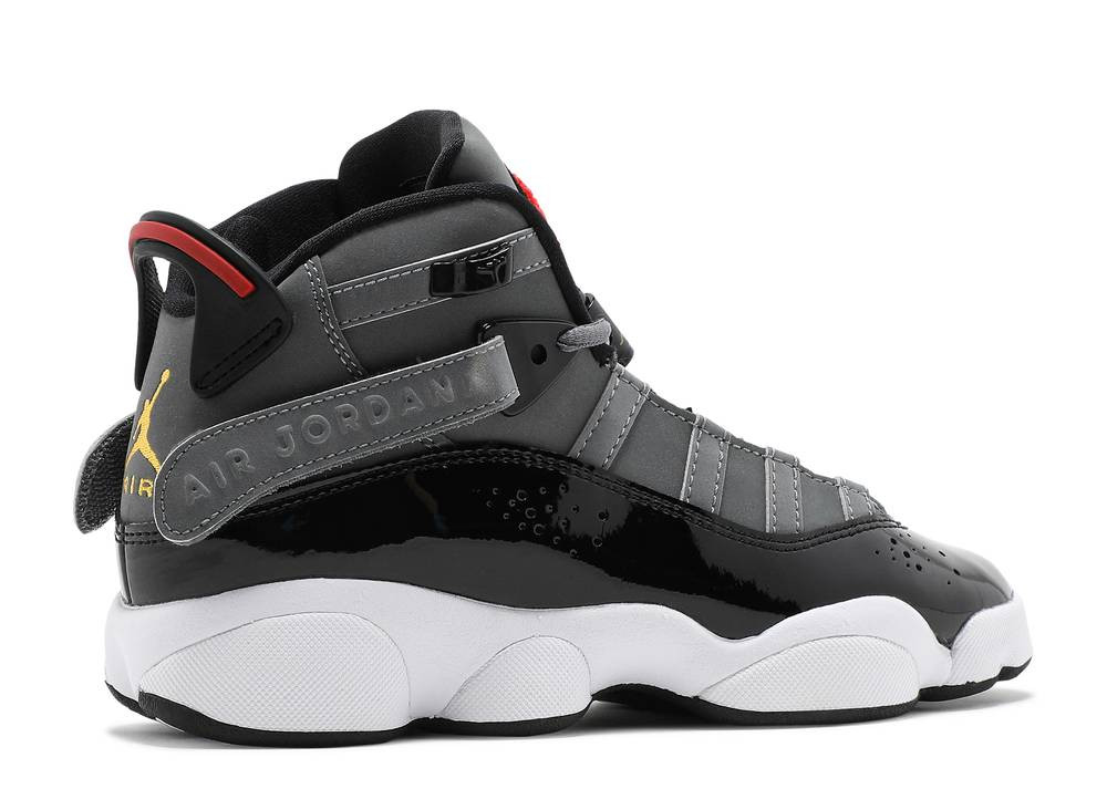 022 - vintage nike air jordan sky polka dot shoes - OrgShops - Air Jordan 6  Rings Gs Light Graphite Smoke Gold University Grey Black Chile Red 323419