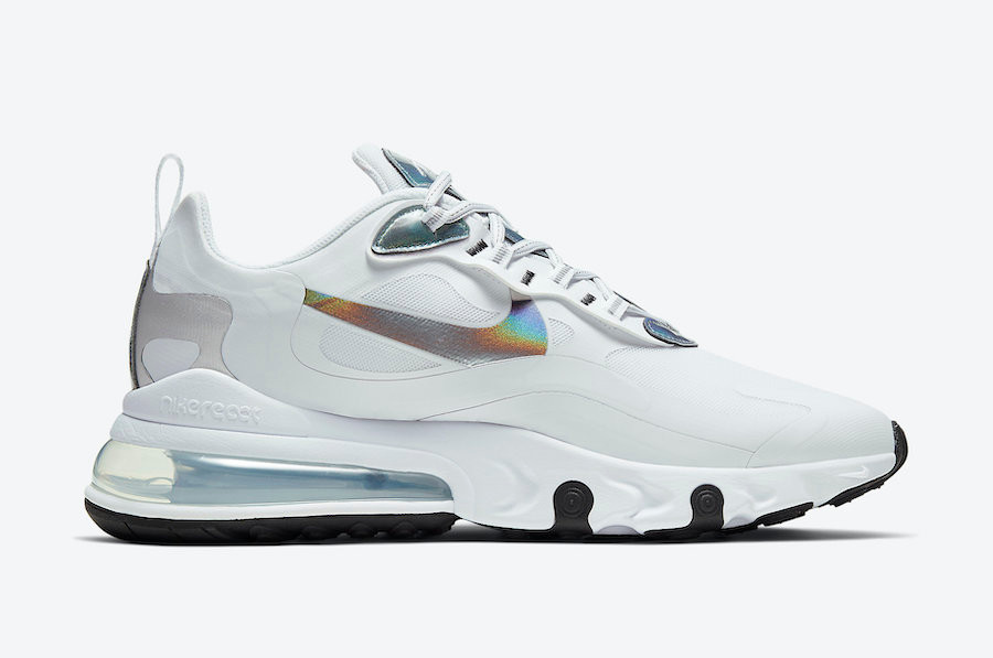 VbjdevelopmentsShops 100 Nike Air Max 270 React White Iridescent Black Metallic Silver CZ7376 nike air huarache run ultra cream white running shoes Air Max 270