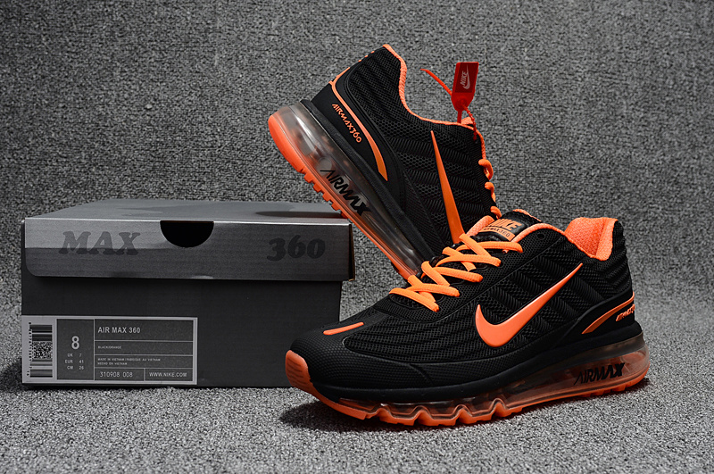 008 - Nike Air Max 360 Running Shoes Black Orange 310908 - StclaircomoShops - jd sports nike max black yellow shoes