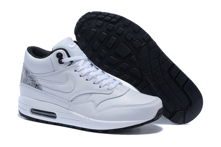 StclaircomoShops - muske nike pernice - 100 - Nike Air Max 1 Mid Pure White  Black Men Running Shoes Lifestyle Shoes 685192