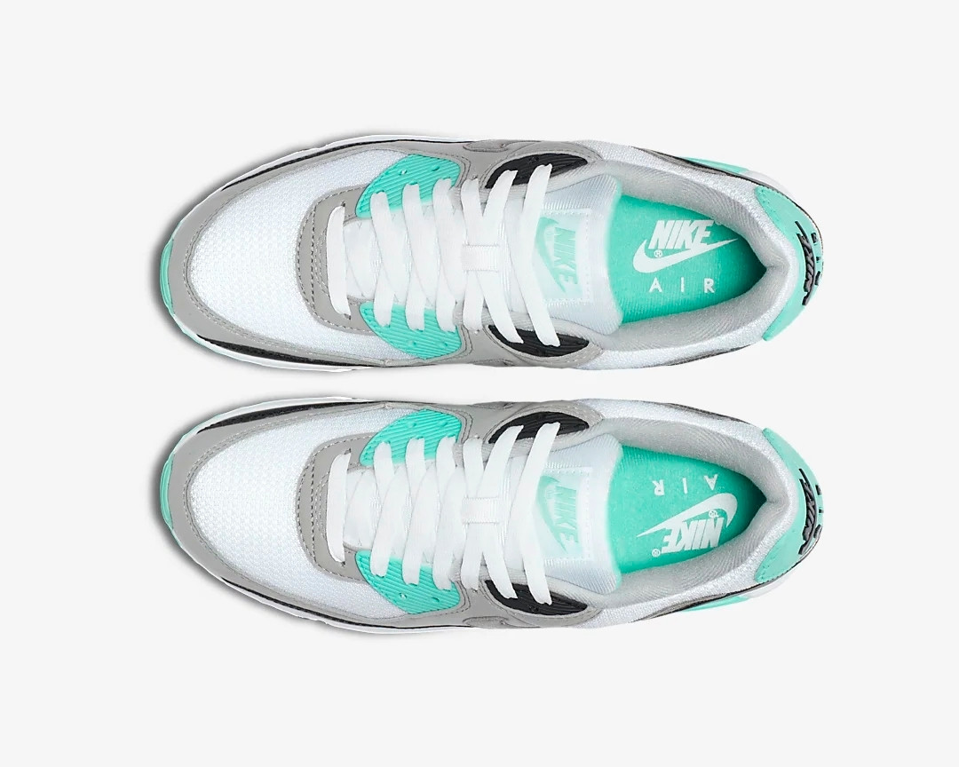 Air max 90 white/particle grey/hyper turquoise top