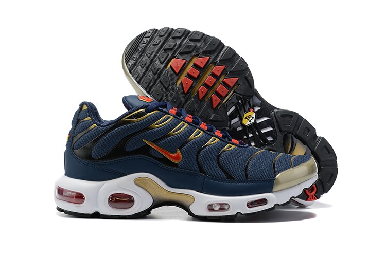 Nike Air Max Plus Olympic Obsidian Metallic Gold White Comet Red