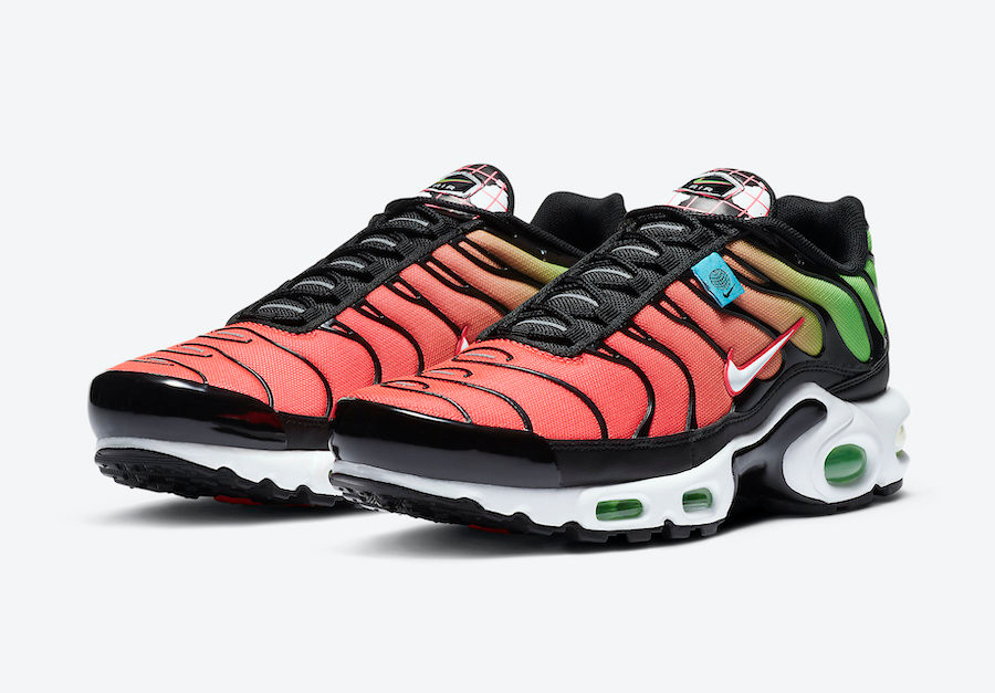 Nike air max plus black discount orange and green