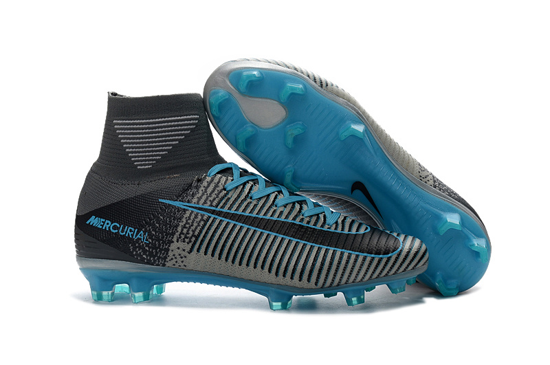 GaleriahitShops Mercurial Superfly High Tenis Running Hispalis Nike Mercurial Superfly V FG ACC High Soccers Football Shoes Wolf Grey Blue