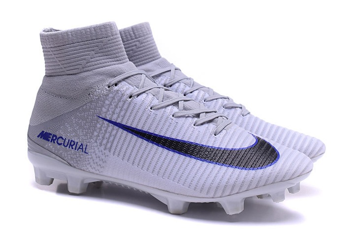 stability shoe models Nike Mercurial Superfly V FG ACC Men Football Shoes White Grey Blue Black -