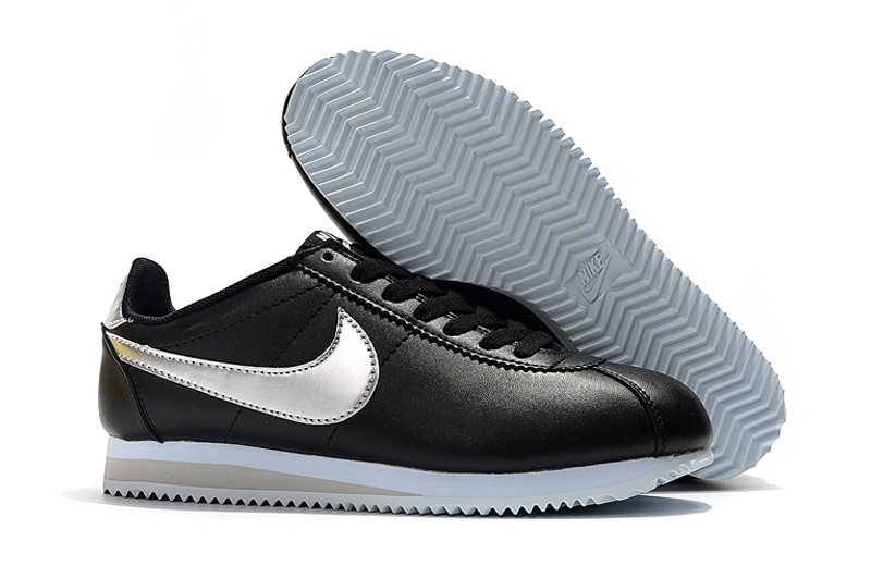 Nike Classic Cortez Nylon Prm Leather Black Metallic Silver 807472