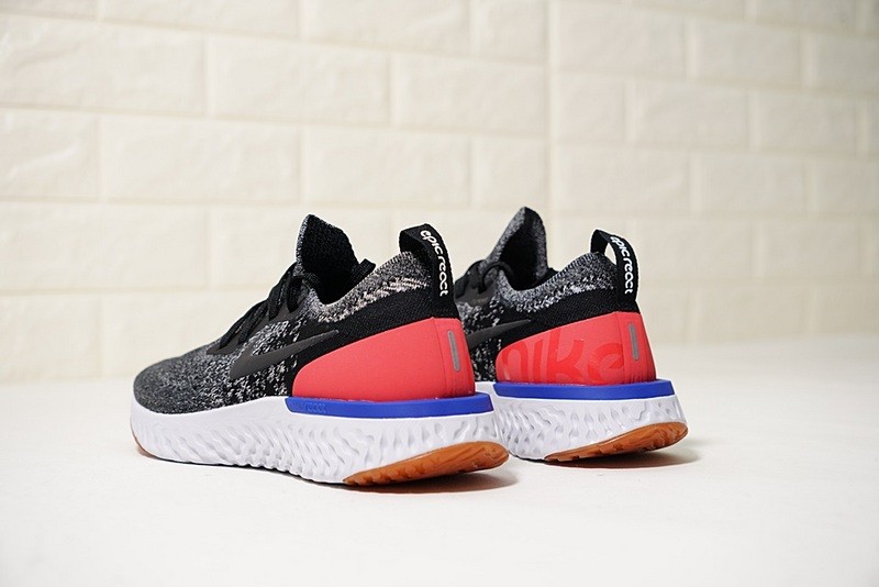 Nike epic react flyknit black red clearance