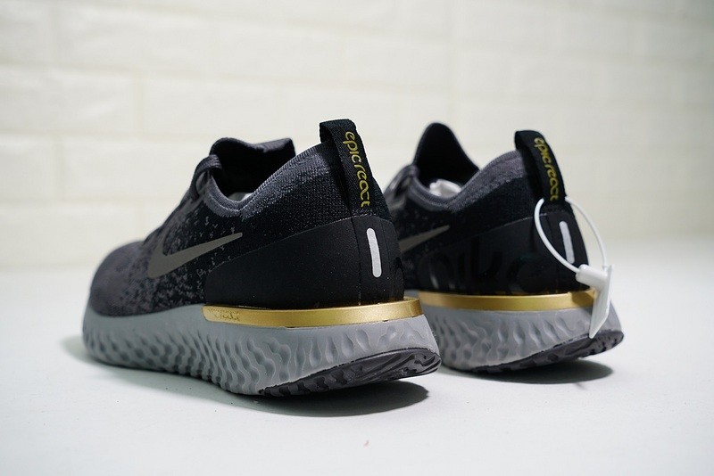 Nike Where Epic React Flyknit Grey Black Gold AQ0067